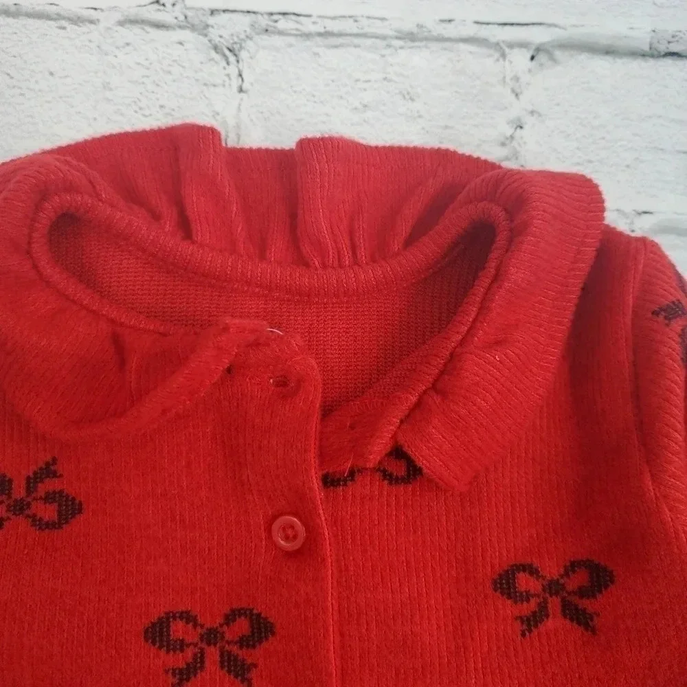 12M Red and Black Bow Cardigan Pant Set Unisex Kids Clothes Matching Holiday…